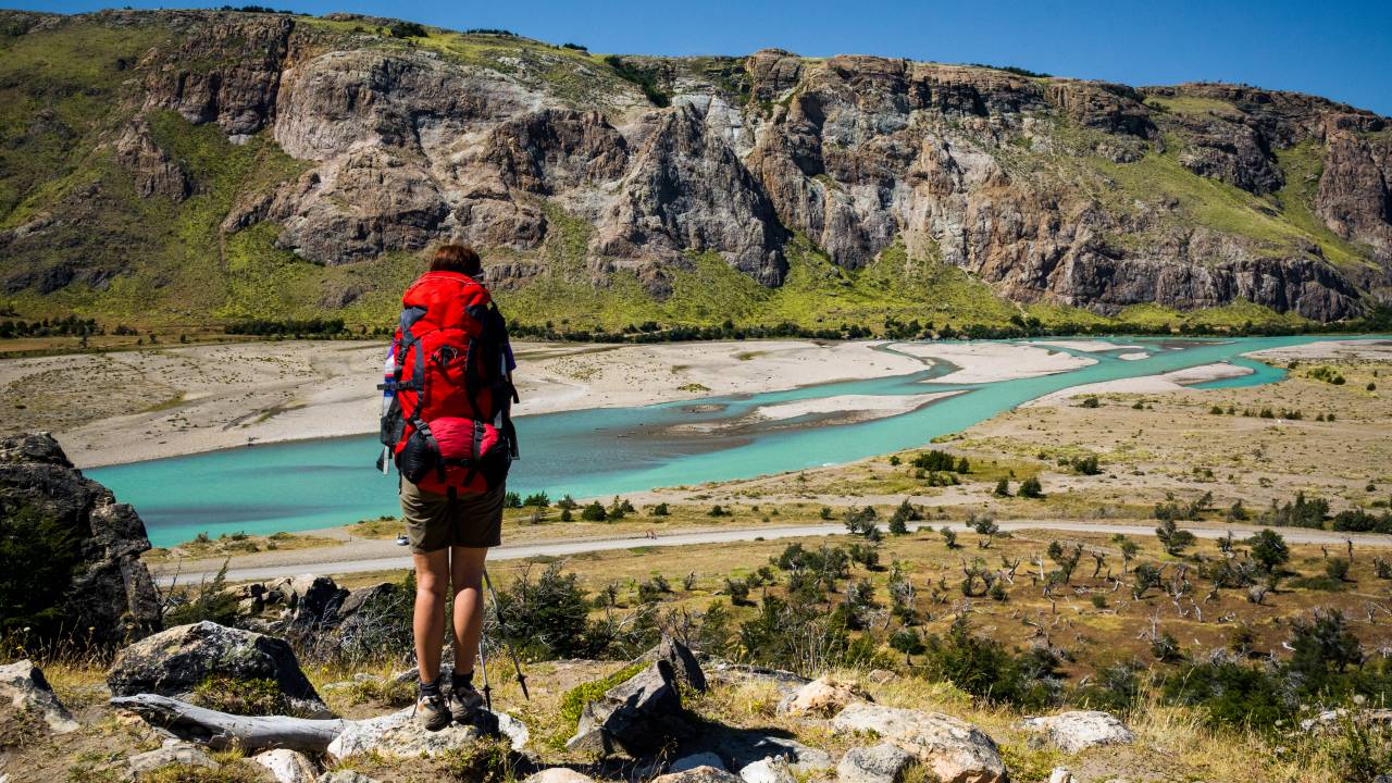 Rio de Las Vueltas, perto de El Chaltén, cidade na Patagônia argentina