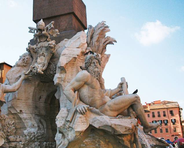 A Fontana dei Quattro Fiumi, na Piazza Navona