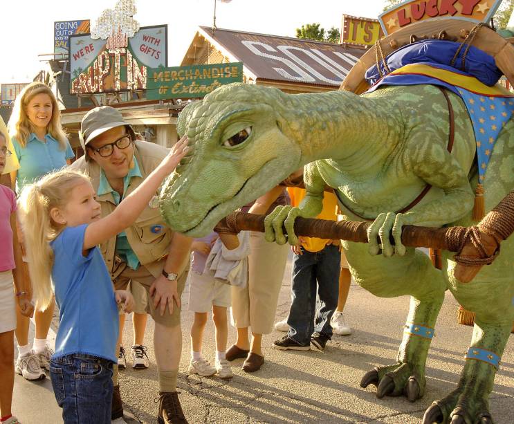 Lucky - The Dinosaur, boneco áudio-animatrônico no Dinoland USA, atração do parque temático Animal Kingdom, em Orlando