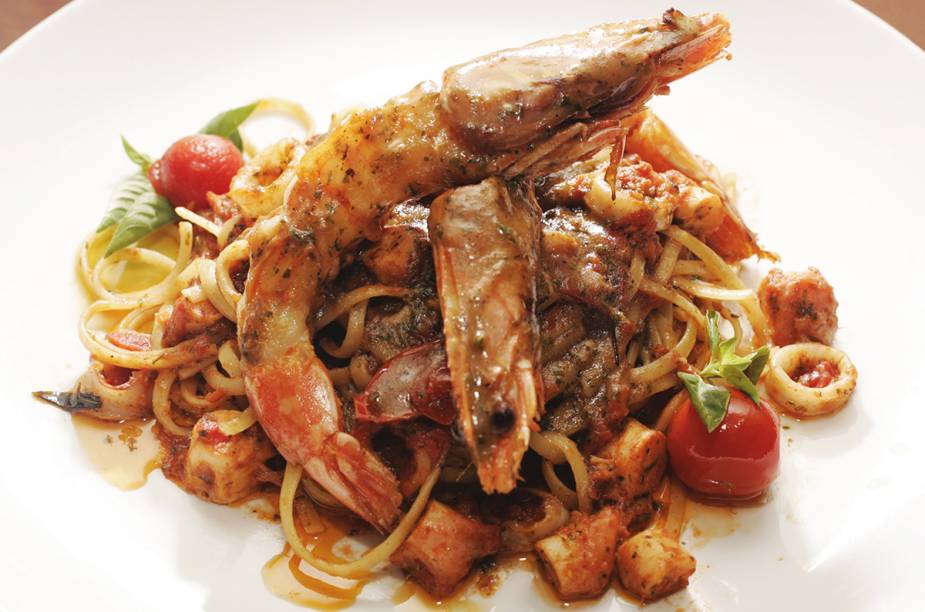 Massa com frutos do mar do restaurante Trattoria da Rosario, Brasília