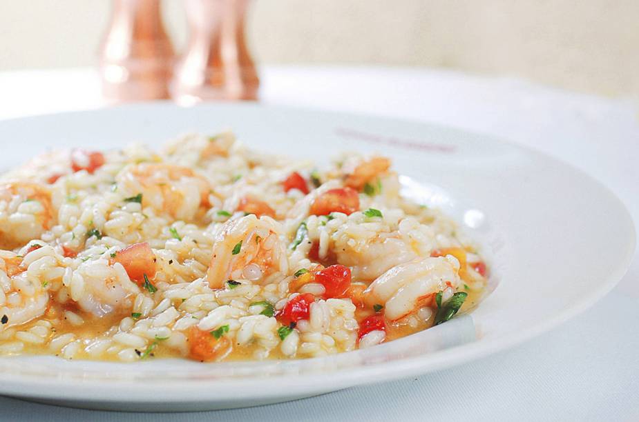 Risoto de camarão ao aroma de manjericão, do Restaurante Nonno Ruggero, no shopping Cidade Jardim