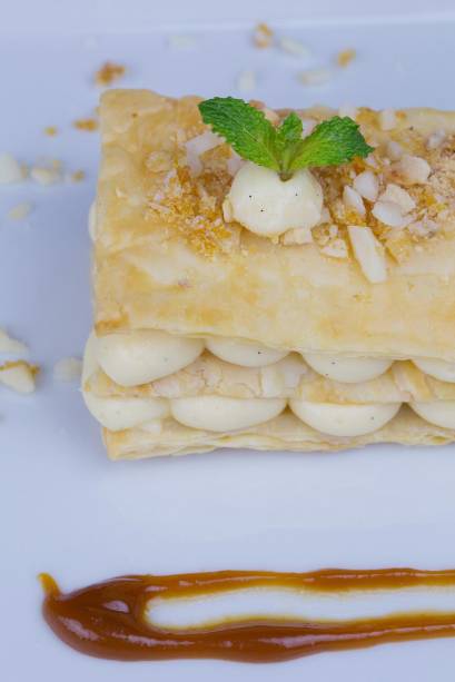 Mil-folhas de creme de baunilha