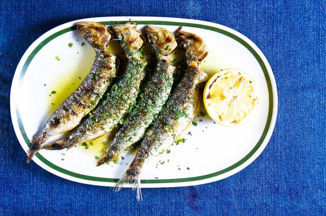Sardinha frescas assadas, do restaurante Taberna 474, no Jardim Paulistano. Sardinha frescas assadas, do restaurante Taberna 474, no Jardim Paulistano.