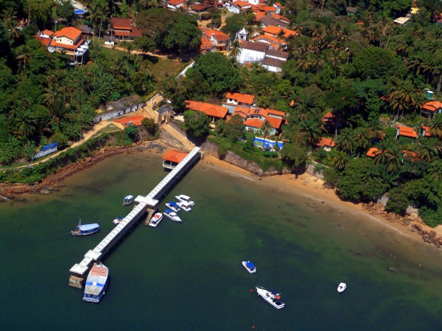 Vista aérea da vila de Morro de São Paulo, ao norte da Ilha de Tinharé