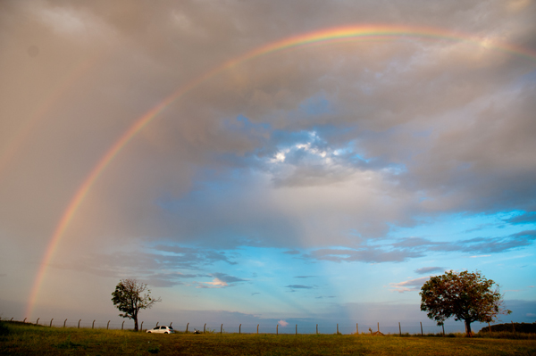 Arco-íris em Marília, no interior de São Paulo