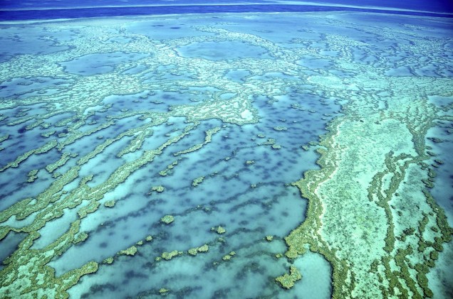 Vista aérea da Grande Barreira de Corais da Austrália