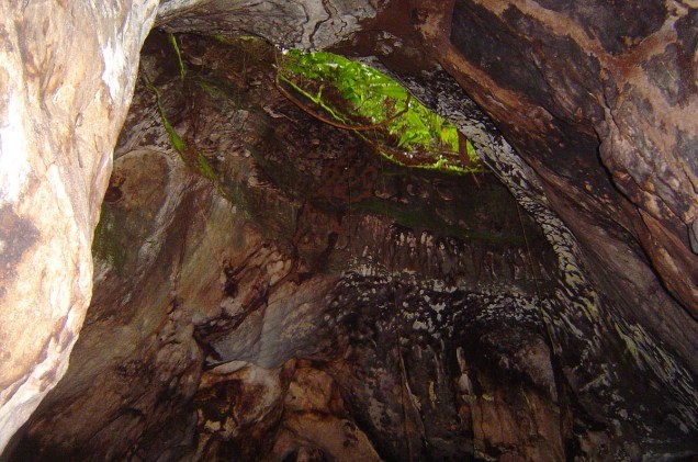 A trilha fácil para a Cachoeira da Iracema reserva surpresas no caminho - como as interessantes formações rochosas da foto