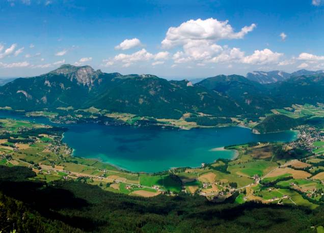 Vista aérea do lago Wolfgangsee