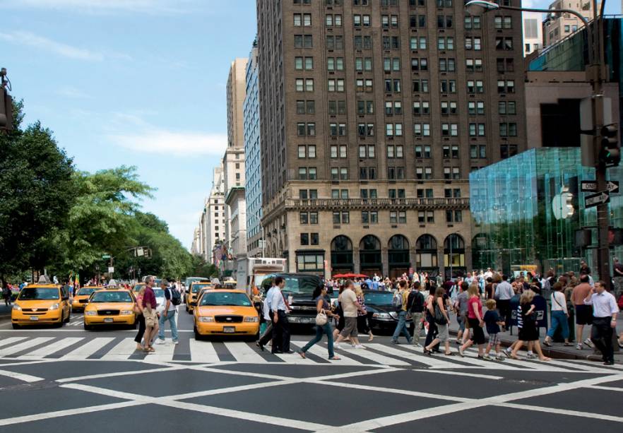 A 5ª Avenida partilha seus metros quadrados milionários entre mansões, lojas de grifes e símbolos da cidade, como o Hotel Plaza e o Metropolitan Museum