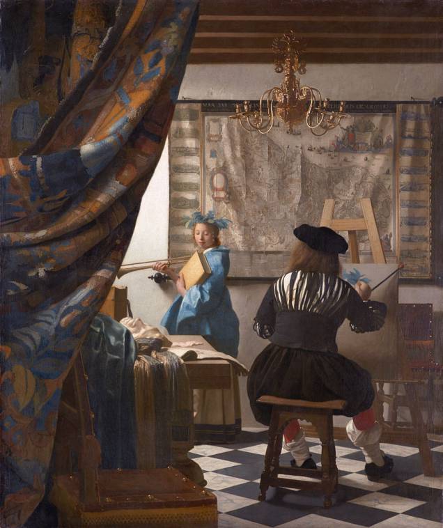 A Arte da Pintura (detalhe), de Jan Vermeer, um dos destaques da coleção do Kunsthistorischemuseum de Viena