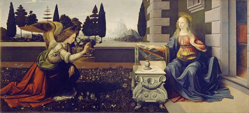 A Anunciação Leonardo da Vinci Galleria degli Uffizi Florença