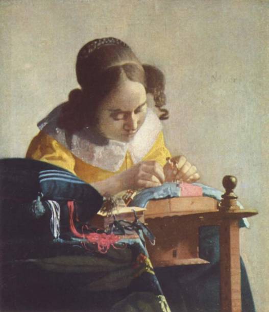 A Rendeira (detalhe), de Johannes Vermeer, é um diminuto quadro exposto no Louvre A Rendeira (detalhe), de Johannes Vermeer, é um diminuto quadro exposto no Louvre