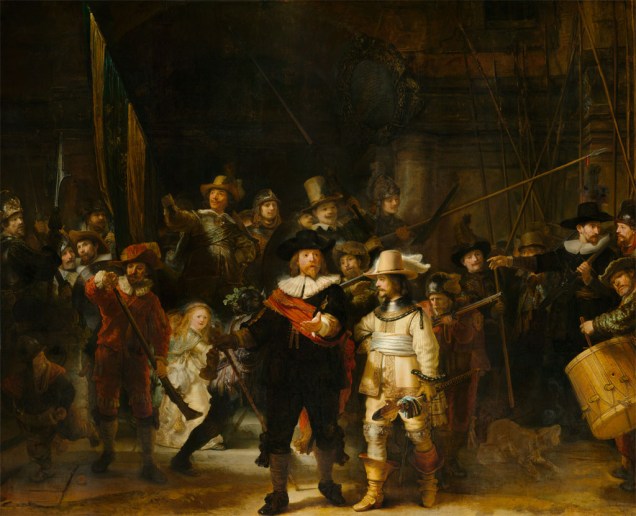 A Ronda Noturna, Rembrandt van Rijn, 1642, a principal peça exposta no Rijksmuseum