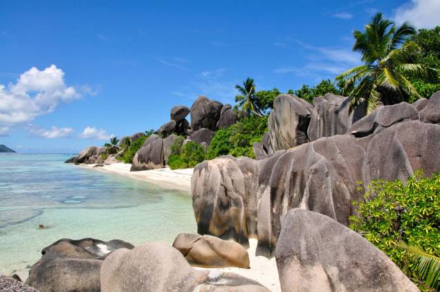 Anse Source dArgent, na ilha La Digue, em Seychelles