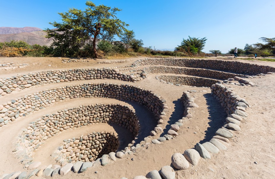 Localizada a 450 quilômetros de <a href="https://viajeaqui.abril.com.br/cidades/peru-lima" target="_blank">Lima</a>, a capital peruana, a pequena cidade de Nazca fica cravada em um pequeno vale. A região atrai turistas graças ao seu curioso conjunto de geóglifos compostos por linhas, denominadas como Linhas de Nazca, que formam uma paisagem curiosa quando vista de cima e que até hojem são um enigma para estudiosos. Não se sabem ao certo como elas se formaram, mas as formas geométricas acabaram sendo tombadas como Patrimônio da Unesco em 1994. Além delas, outra coisa que chama a atenção e desperta a curiosidade dos visitantes são os Aquedutos de Cantalloc, um sistema de construções pré-históricas e subterrâneas compostas por pedras e que foram desenvolvidas pelas antigas civilizações para armazenar água fresca em meio ao deserto árido da região