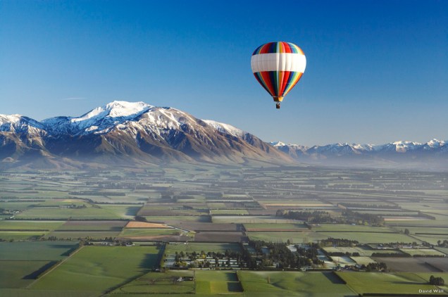 Voos de balão sobre os Canterbury Plains são passeios populares a partir de Christchurch