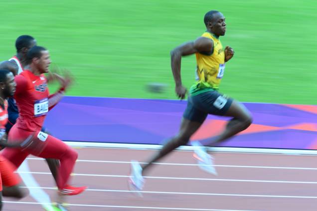 Velocista jamaicano Usain Bolt, campeão olímpico e recordista mundial dos 100m e 200m rasos Velocista jamaicano Usain Bolt, campeão olímpico e recordista mundial dos 100m e 200m rasos