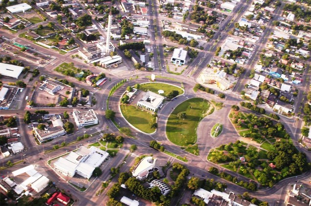 Vista aérea do Centro Cívico de Boa Vista mostra que a cidade foi planejada em forma de leque