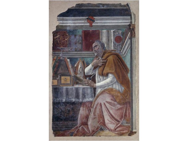 <em>Santo Agostinho Escrevendo</em>, de Sandro Botticelli (afresco, 1480)