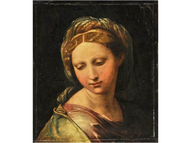 <em>Cabeça da Virgem</em>, Rafael Sanzio (óleo sobre madeira, 1518-20)