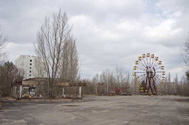 Vista geral de Pripyat, cidade próxima à Chernobyl, Ucrânia