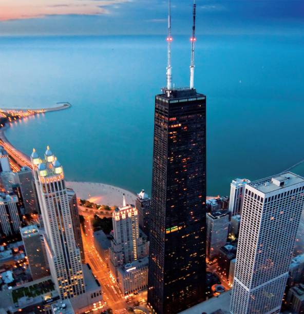 Chicago non-stop. Visão do Lago Michigan do observatório do John Hancock Center