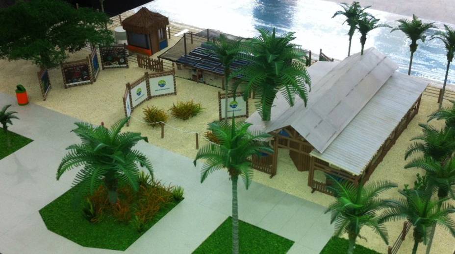 Maquete do Centro de Visitantes e Base de Pesquisas do Coral Vivo exposta no Espaço Coral Vivo Mucugê, em <a href="https://viajeaqui.abril.com.br/cidades/br-ba-arraial-dajuda" rel="Arraial dAujda" target="_blank">Arraial DAujda</a>, <a href="https://viajeaqui.abril.com.br/estados/br-bahia" rel="Bahia" target="_blank">Bahia</a>