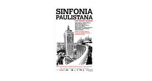 Cartaz do espetáculo Sinfonia Paulistana – Um novo olhar, que homenageia Billy Blanco no 458º aniversário da cidade de São Paulo