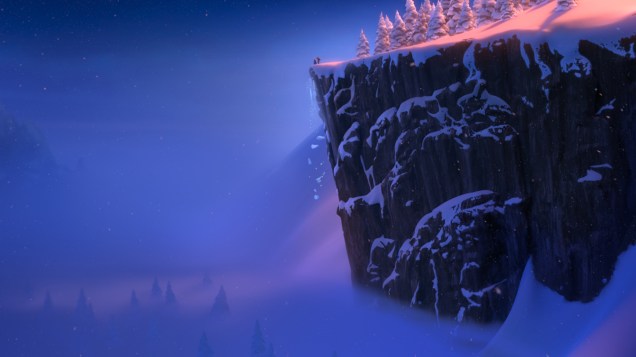 Cena do filme Frozen, que retrata paisagens nórdicas