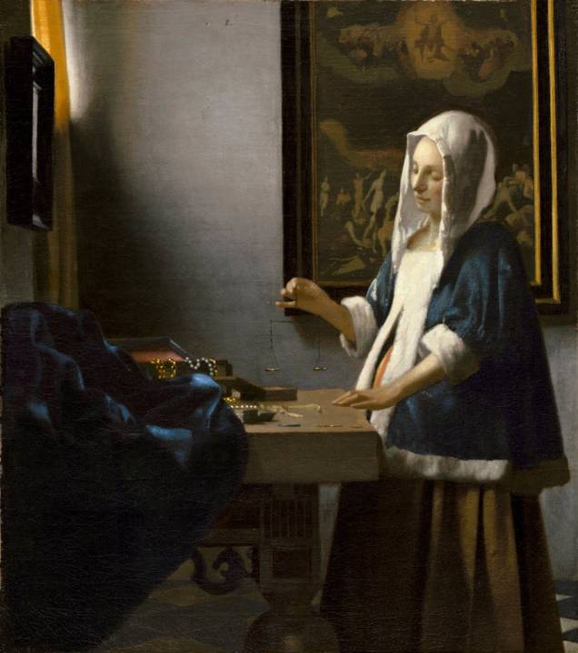 Garota com Balança (detalhe), Jan Vermeer, 1654