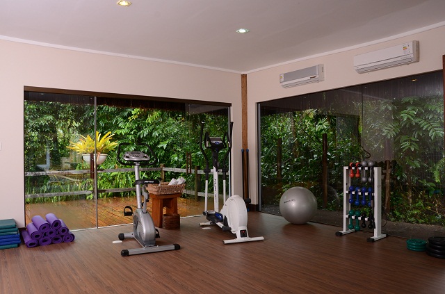Sala de ginástica do Kiaroa Eco-Luxury Resort, em Barra Grande, Maraú (BA)