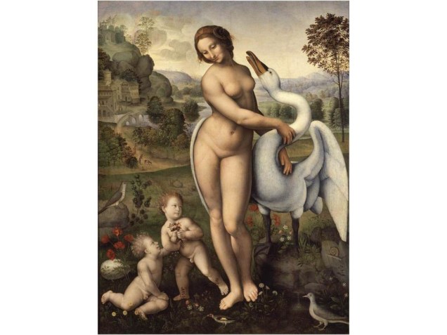 Leda e o Cisne, atribuído a Leonardo da Vinci, sem data