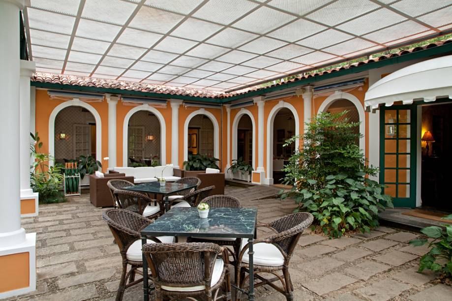 Área externa da pousada Locanda Della Mimosa, em Petrópolis, Rio de Janeiro