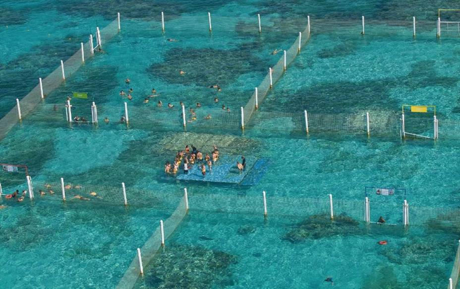 Área de mergulho com arraias e tubarões do Marinarium
