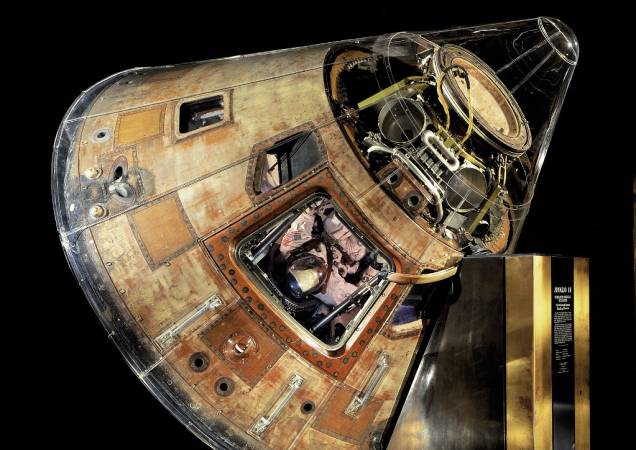 Módulo Lunar Columbia, utilizado na pioneira missão Apollo 11, a primeira a levar homens à lua, em 1969, no ASM de Washington DC