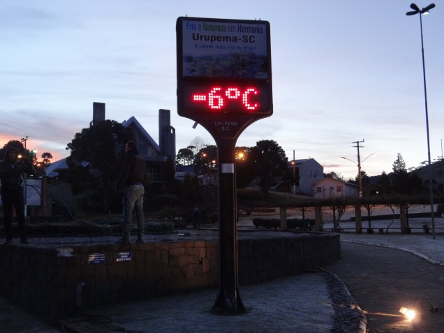 Urupema (SC) é uma das cidades mais frias do Brasil; na foto, a temperatura registrada no início de junho de 2016