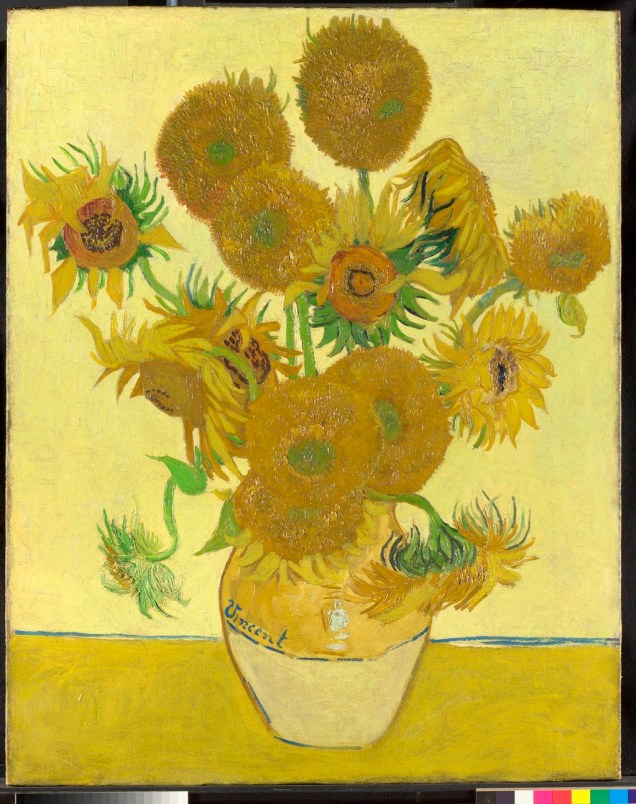 Girassóis (detalhe), de Vincent van Gogh (1888), National Gallery, Londres