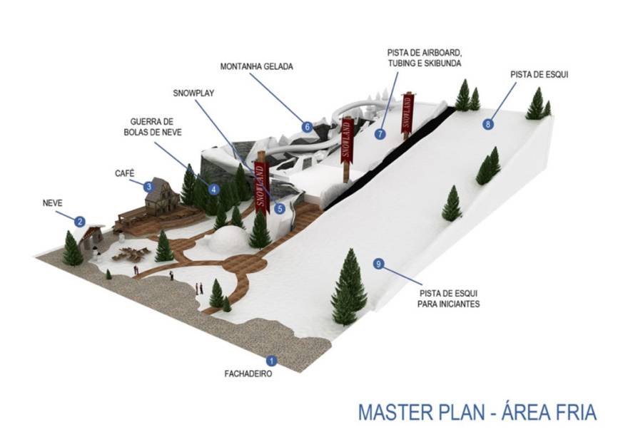 O parque vai ter 14,8 mil metros quadrados de área coberta O parque vai ter 14,8 mil metros quadrados de área coberta