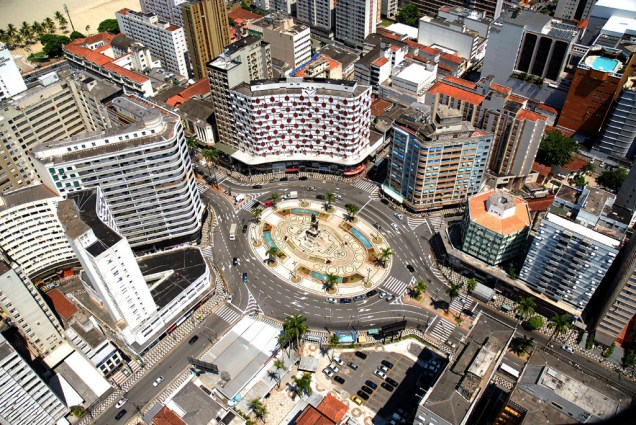 Vista aérea da Praça da Independência, local de comemoração dos torcedores do Santos