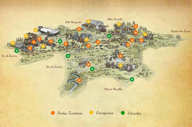 Na Rota Cervejeira, há seis cervejarias espalhadas por nove locais diferentes e 16 pontos turísticos, ladeados por seis estradas Na Rota Cervejeira, há seis cervejarias espalhadas por nove locais diferentes e 16 pontos turísticos, ladeados por seis estradas