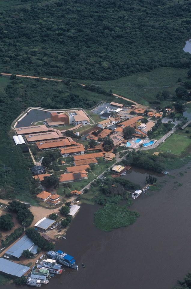  Vista aérea do Hotel Porto Cercado do Sesc Pantanal, em Poconé, Mato Grosso