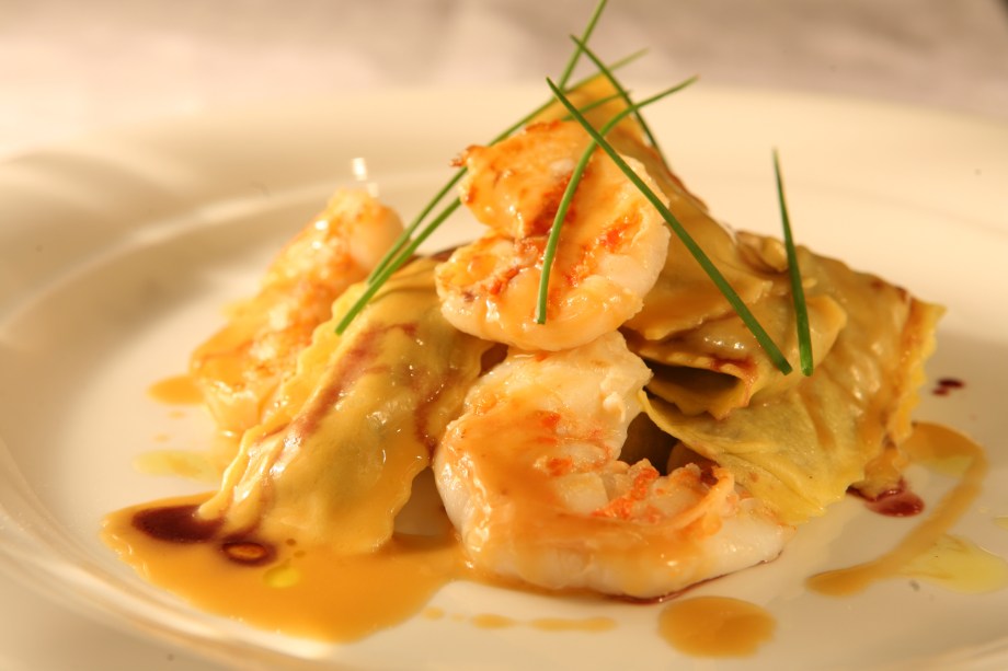 Tagliatelle de alcachofra e camarões do restaurante Fasano Al Mare, no Rio de Janeiro