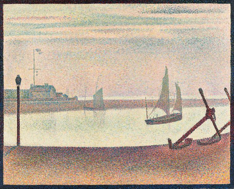 The Channel at Gravelines, Evening, de Georges Seurat, um dos maiores expoentes do pontilhismo