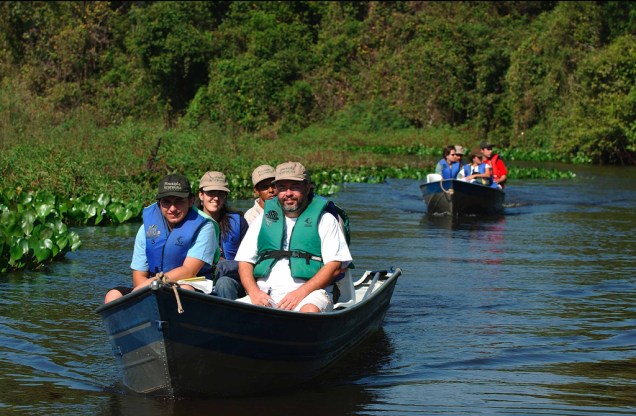 O <strong>passeio de barco</strong> no <a href="https://viajeaqui.abril.com.br/cidades/br-mt-pantanal" rel="Pantanal" target="_self">Pantanal</a> permite percorrer grandes distâncias em busca de jacarés, capivaras e aves aquáticas