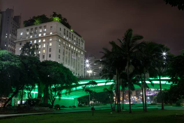 <strong>São Paulo — Viaduto do Chá</strong>Localizado no Vale do Anhangabaú, palco de muitos eventos na capital paulista, o viaduto ganha as luzes verdes pela segunda vez