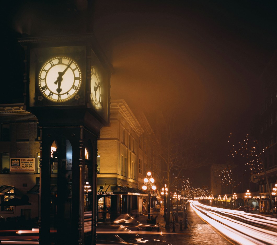 O Steam Clock, grande atração da área mais antiga de VancouverO