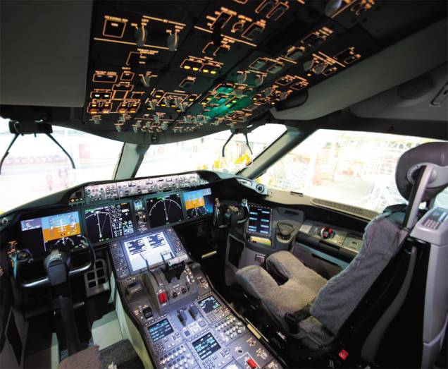 Cabine de comando que regula até a superfície das asas Cabine de comando que regula até a superfície das asas