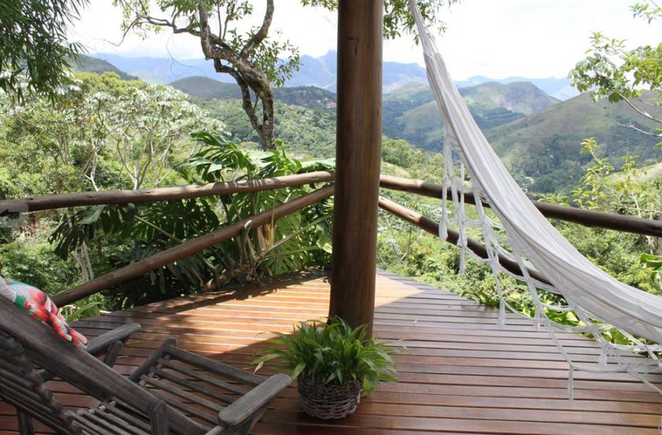 Vista do chalé 2 da Pousada Casa da Montanha, em Petrópolis