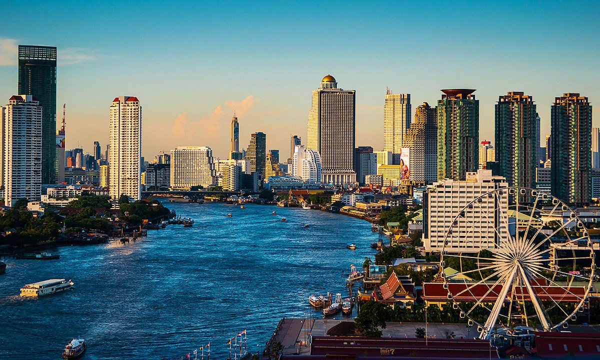 Bangcoc e o rio Chao Phraya, Tailândia