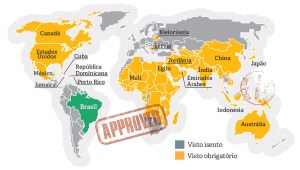 Mapa do mundo: países que exigem visto dos brasileiros